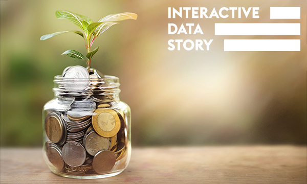 Nurse pension savings: a jar of coins with a plant growing out the top, suggesting funds growing