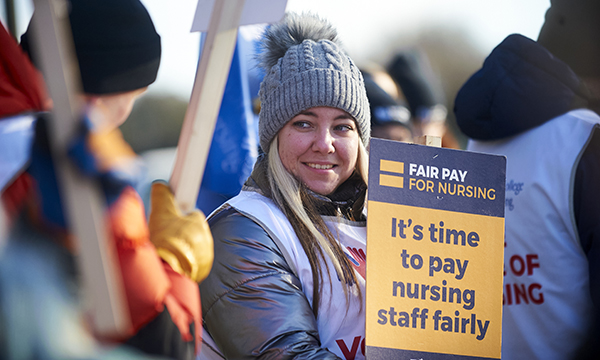 A picket line during a previous nurses’ strike. Options now include holding a ballot on industrial action or on action short of a strike.