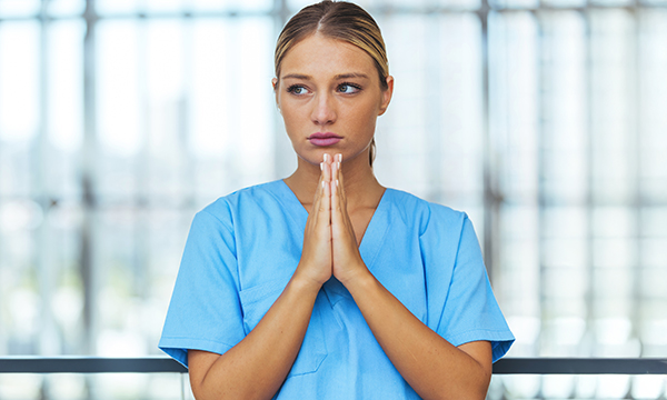 Nursing students’ negative placements: young nurse looks apprehensive