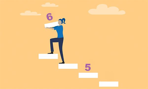 Nursing job profiles: illustration of a band 5 nurse stepping up into a band 6 position