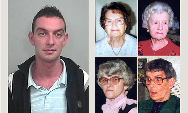 Supreme Court appeal denied: Former nurse Colin Campbell who was found guilty in 2008 of killing (inset top row from left): Ethel Hall and Bridget Bourke, (bottom row from left) Doris Ludlam and Irene Crookes