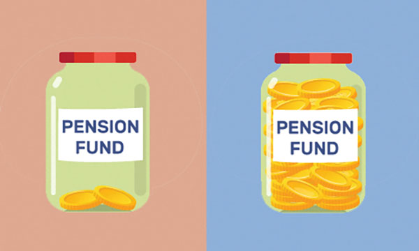NHS pension opt-out and buy-back: two jars of money side by side, one nearly empty, one almost full