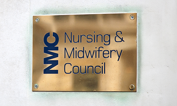 A plaque on the Nursing and Midwifery Council (NMC) headquarters building