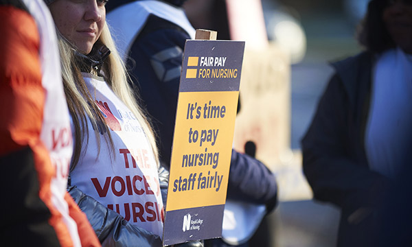 Nursing staff picketing outside a hospital