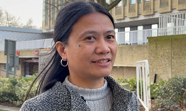 Apple Moorhouse speaking outside Bradford Magistrates Court after Fyona and Michael Bairstow pled guilty to racially assaulting her in a Yorkshire park in August 2025