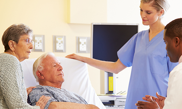 Family and clinicians with patient