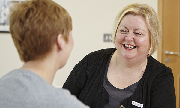 Helen Springthorpe talking to a patient