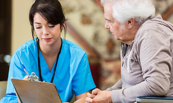 nurse and patient complete form