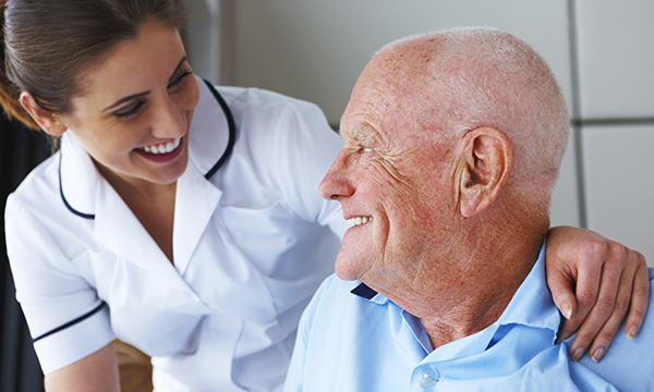 Dementia nurse with patient