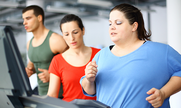 Obese woman exercising