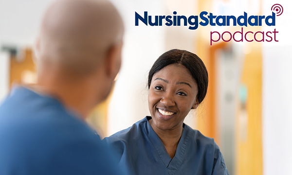 Nurse leadership: nurse looks positive and engaged listening to colleague