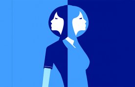 illustration of nurse in almost perfect reflection