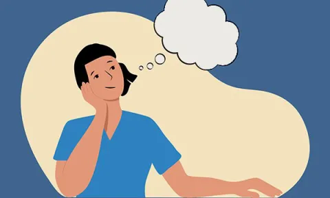 An illustration of a nurse with a thought bubble coming from her head as she thinks about her experiences