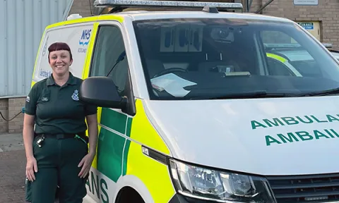 Advanced nurse practitioners in primary and urgent care for the Scottish Ambulance Service work in a car rather than an ambulance; the image shows ANP Jennifer Bell standing next to her advanced practice car