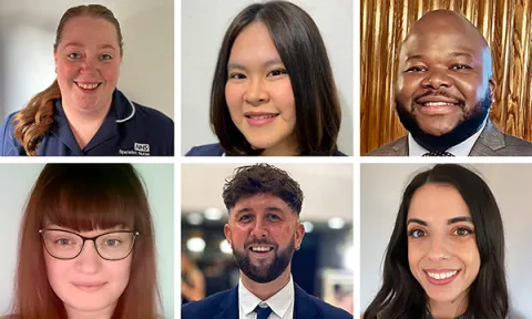 Nursing’s new generation – clockwise from top left: Ashleigh Robinson, Antoinette Lagrata, Lincoln Gombedza, Soraya Manoucheri, Jordan Spires and Amber Fletcher