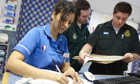 Patient handover between the ambulance service and members of the emergency department nursing team is a time-critical complex event