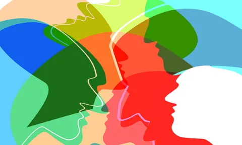 Blurred silhouettes of faces 