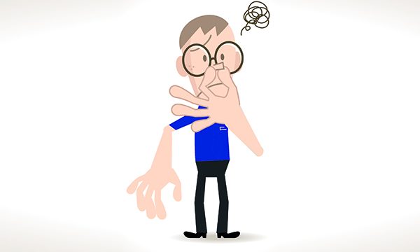 illustration of man holding his nose