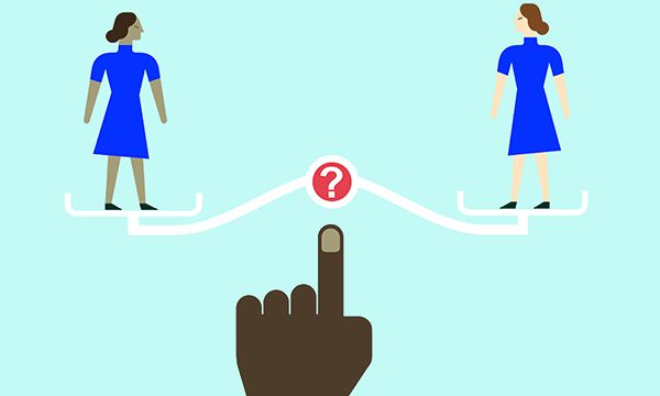 nurses balanced on a weighing scale