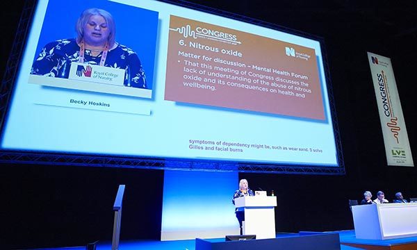 Becky Hoskins addresses congress. Picture: John Houlihan