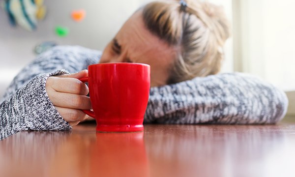 Woman with a hangover