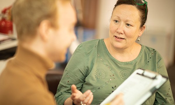 Rachel Taylor with a research participant