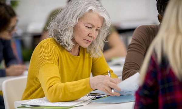Student in a classroom