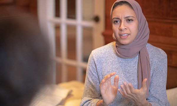 Picture shows a woman talking to a counsellor about anxiety and depression. A five-year initiative by the WHO seeks to ensure access to high quality and affordable mental health care for an additional 100 million people in 12 countries.