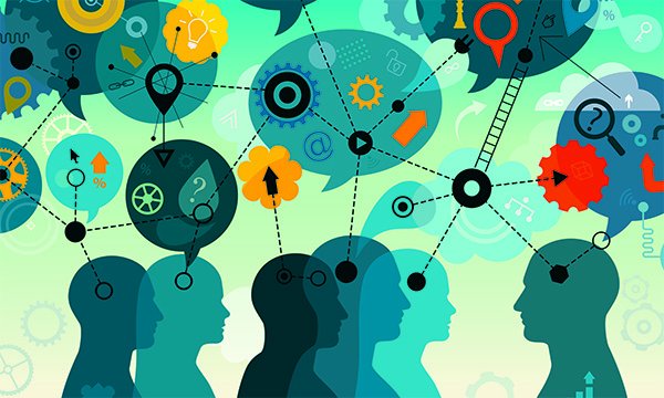 Illustration depicts shapes of human heads with multiple thought bubbles above them.  In this article Primary Care Network clinical director Julie Hoskin reflects on the sharp learning curve of her first 100 days in post.