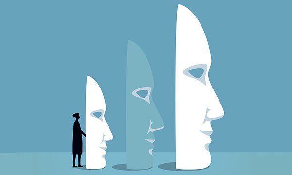 illustration show figure behind three masks graded by size