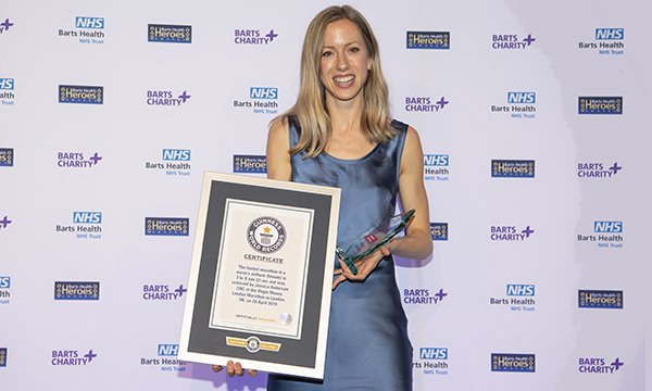 Jessica Anderson with her record certificate