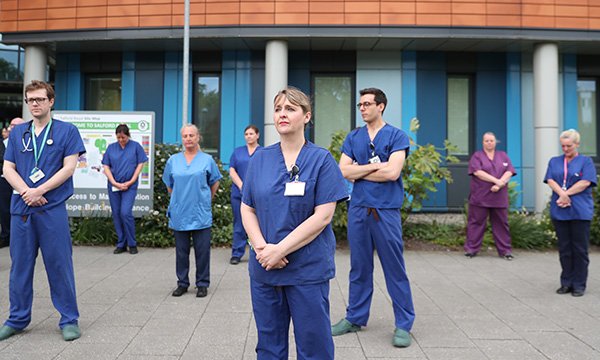 Minute's silence outside Salford Royal Hospital