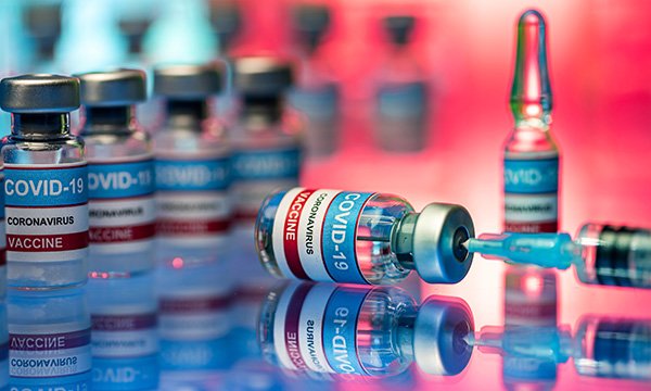 Picture shows vials of COVID-19 vaccine