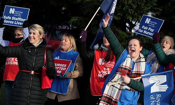 Northern Ireland nurse picket line in 2020