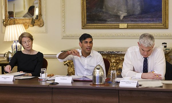 Prime minister Rishi Sunak addresses the emergency meeting