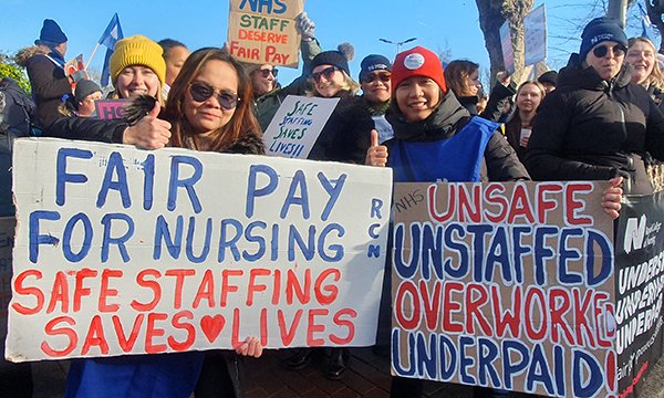 Strikers at St George's Hospital in London