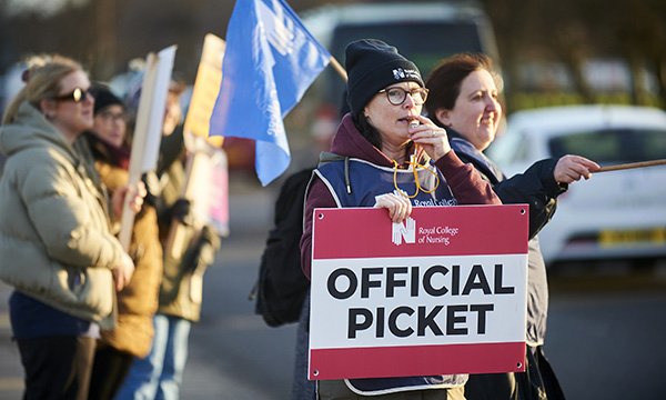 Strikers at James Cook University Hospital in Middlesbrough