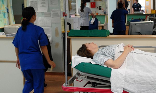 A patient on a trolley waiting to be seen at an emergency department: one emergency department in NHS Lothian put patients at risk because of overcrowding and understaffing