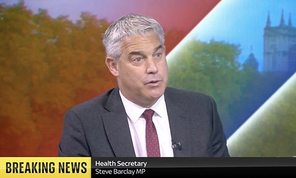 Close up of Steve Barclay on Sky News