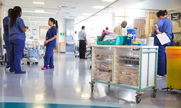 Nurses' station of a busy hospital ward