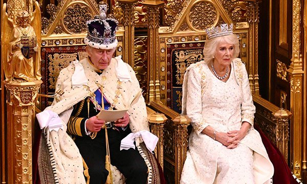 Photo of the King delivering his speech at State Opening of Parliament