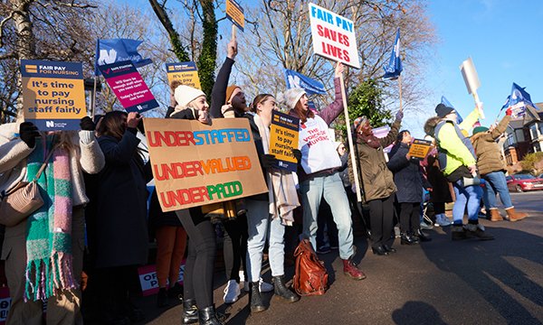 Nurses on strike outside Northern General Hospital, Sheffield