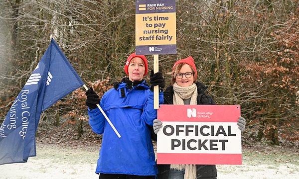 Photo of nurses striking at Antrim Area Hospital in Northern Ireland last week