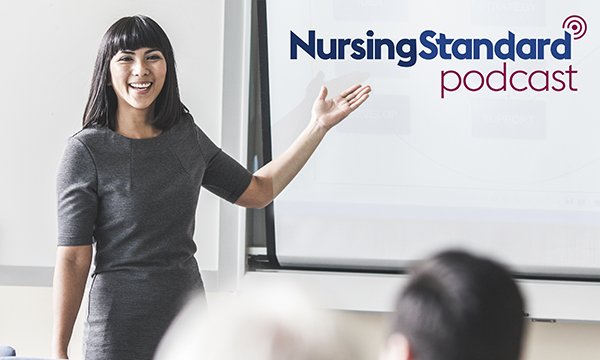 Photo of woman giving a presentation, illustrating a story about building confidence with public speaking