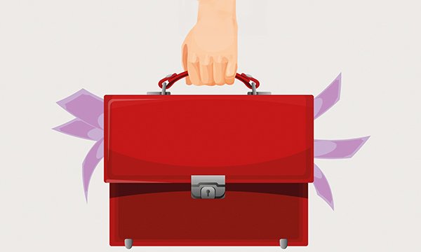 Illustration shows hand holding ministerial red box – the next health and social care secretary needs to prioritise NHS pay deal