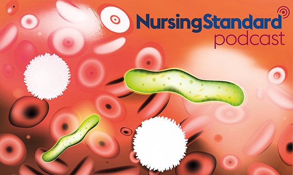 Illustration showing rod-shaped sepsis bacteria in blood