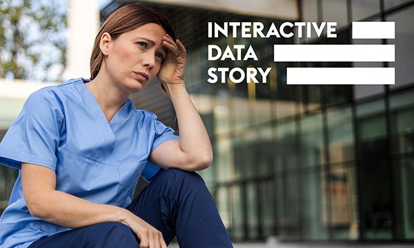 Stress, anxiety or depression is cited as the most common reason for nurses’ sickness and absence. Picture shows an unwell nurse sitting outside her place of work