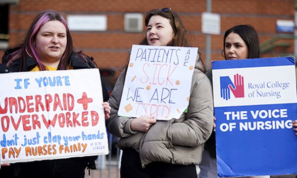 Nurses striking for fairer pay in May 2023. If nurses’ wages had kept up with the retail price index their starting salaries would be almost £40,000