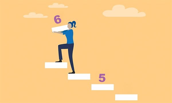 Nursing job profiles: illustration of a band 5 nurse stepping up into a band 6 position