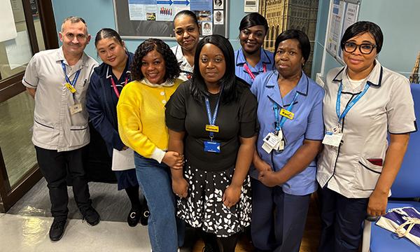 Image shows the nurse-led discharge unit team at St Thomas’ Hospital in London